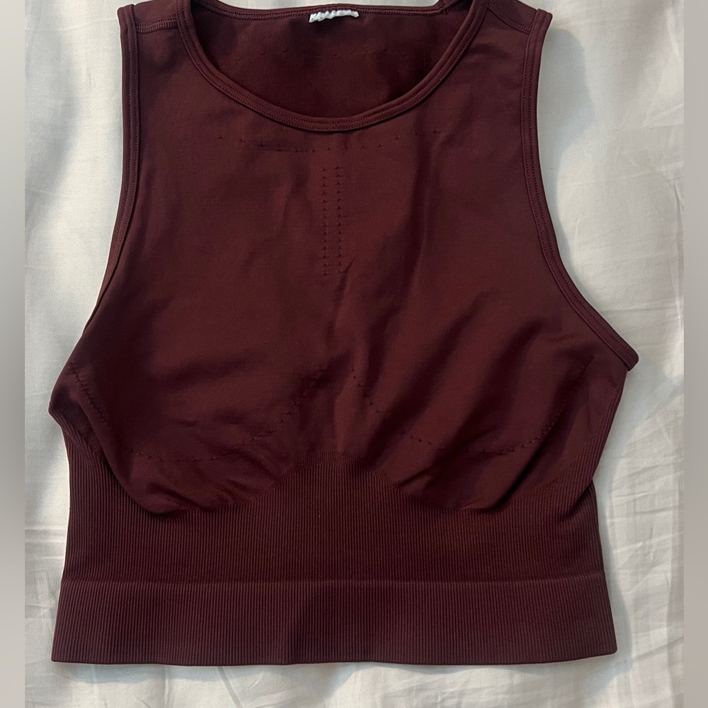 Gymshark Sweat Seamless Midi Tank - Baked Maroon - Small